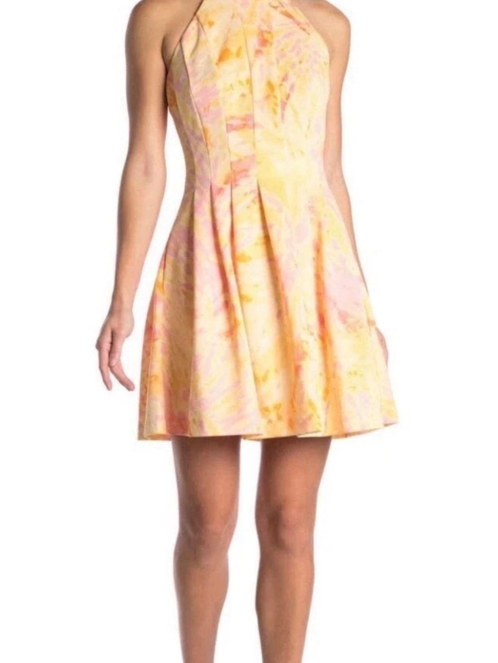 NWT Vince Camuto Abstract Fit & Flare Dress Square Neck Sleeveless Zip Size 14